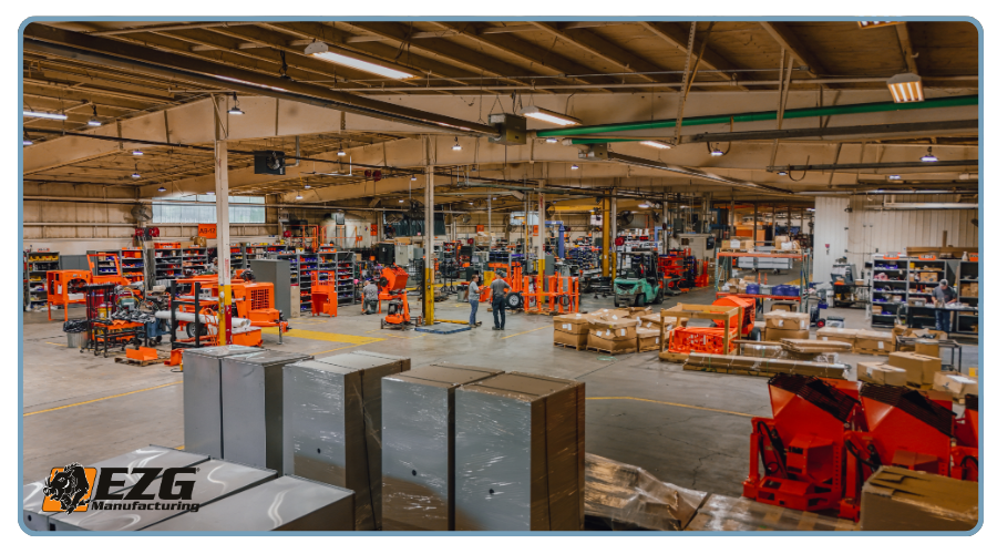 inside EZG manufacturing warehouse